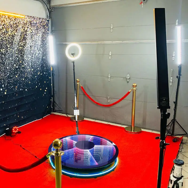 360 Photo Booth Machine for Parties with Ring Light Selfie Holder Automatic Slow Motion Spin Camera Booth