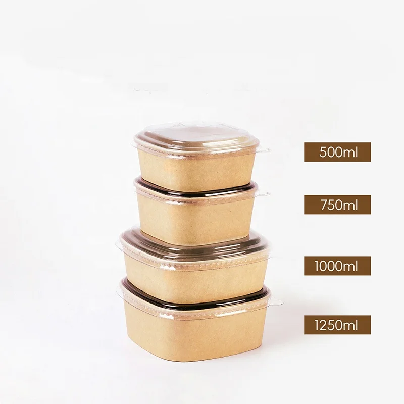 8oz 12oz 16oz 26oz 26oz 32oz Biodegradable Disposable Food Container Salad Bowl Wholesale Round Paper Hot Soup Bowls with Lid