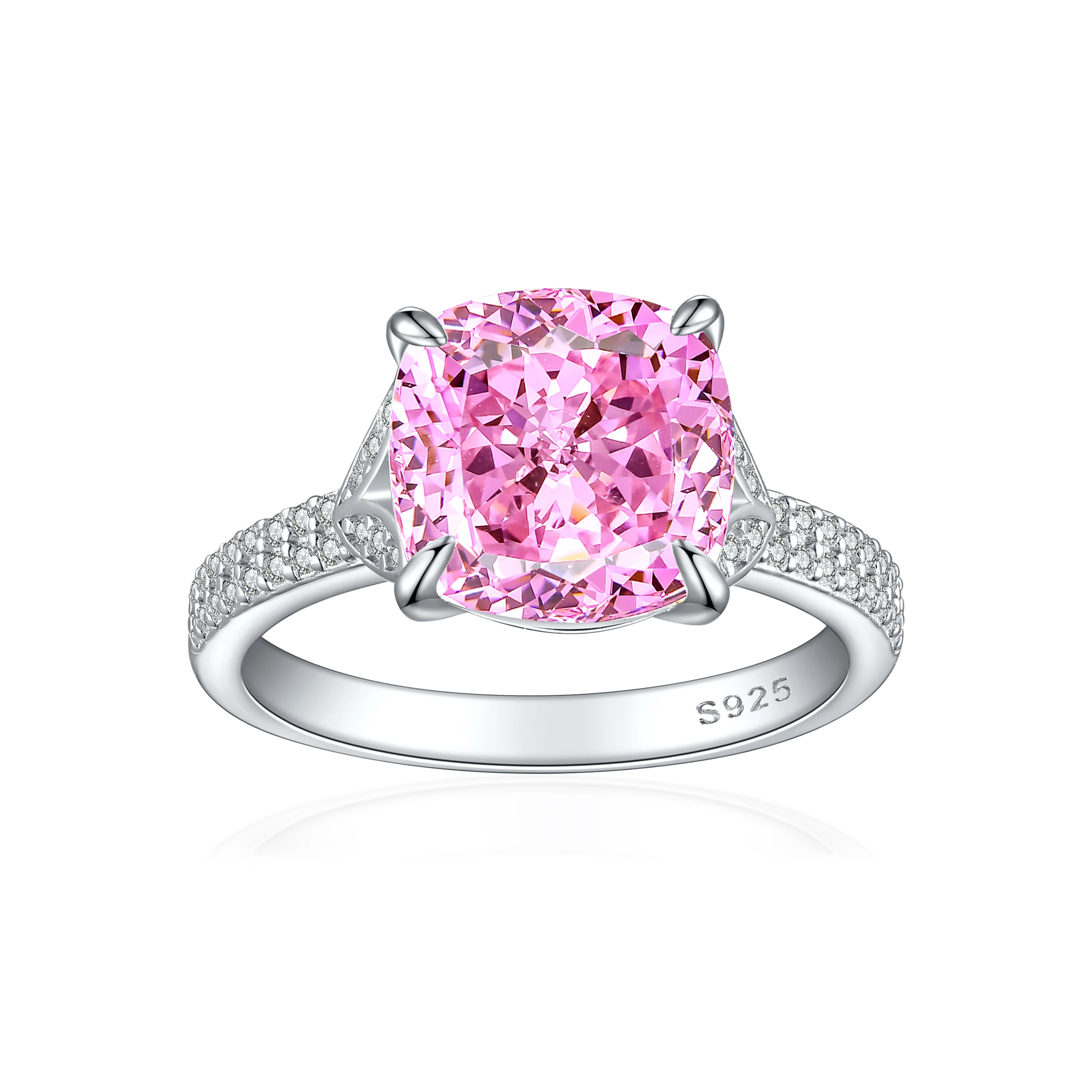 Popular Cubic Zirconia Custom Fine Jewelry Rings Gemstone Bulk Shiny Zirconia 925 Sterling Silver Rings for Girl