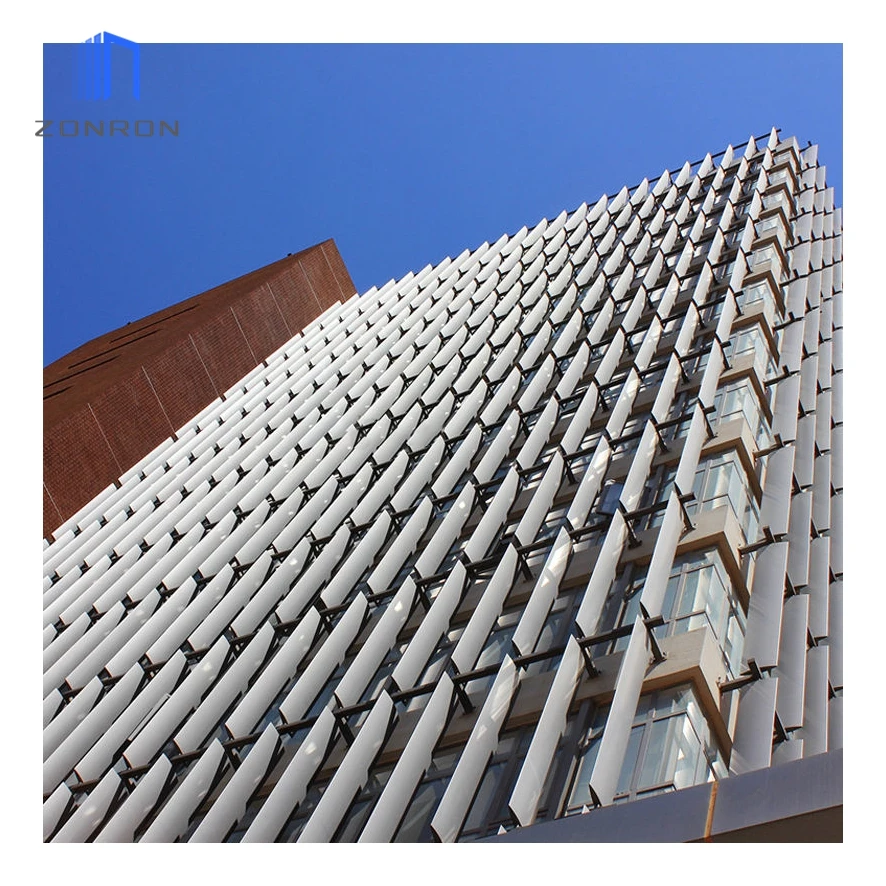 Zonron AS2047 Exterior Sun Shading Automatic Aerofoil Louvers Blades Motorized Aluminum Air Vent Louvers