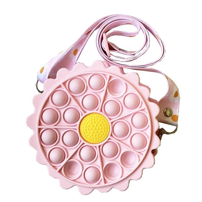 2021 last design Fashion Cartoon mini kids fidget Cute Chain Silicone pop it purse bag for little girl