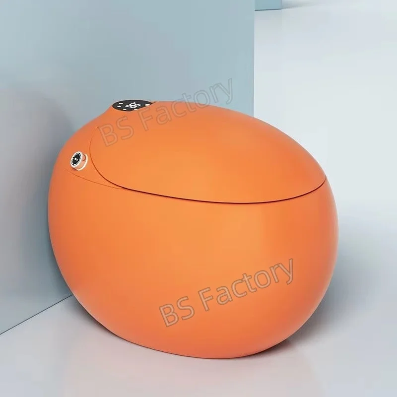 Bathroom Colorful Ceramic Toilet P-trap Custom Plug Voltage Egg-shaped Smart Toilet One Piece BS