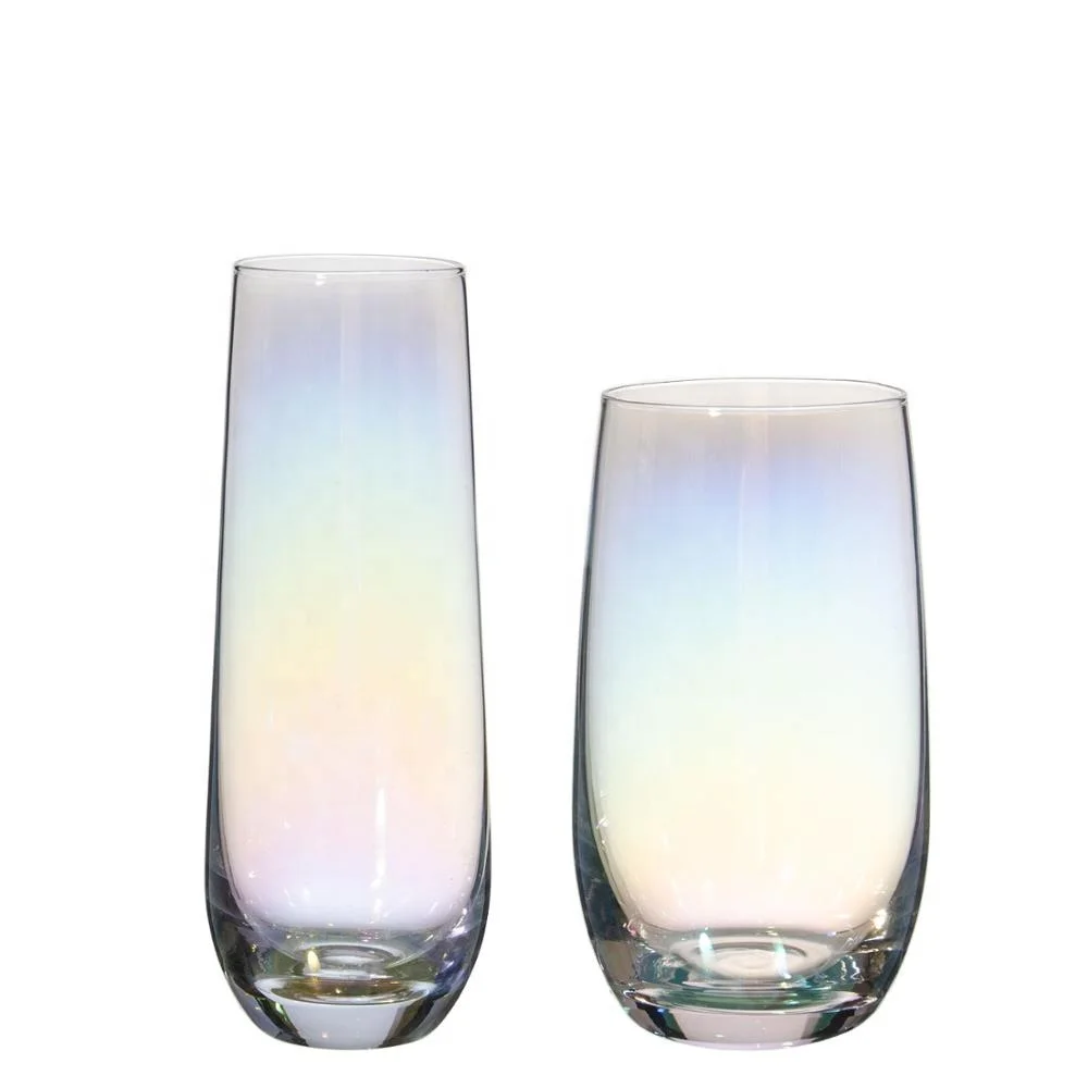 New Design Popular Electric Painting Coloured Stemless Champagne Glass
