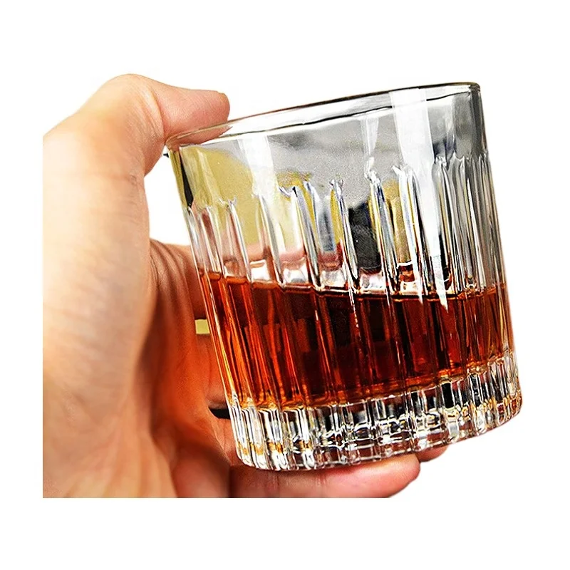 Manufacturer of vertical stripes 300ml whisky glass cups whisky tasting glass free samples premium quality