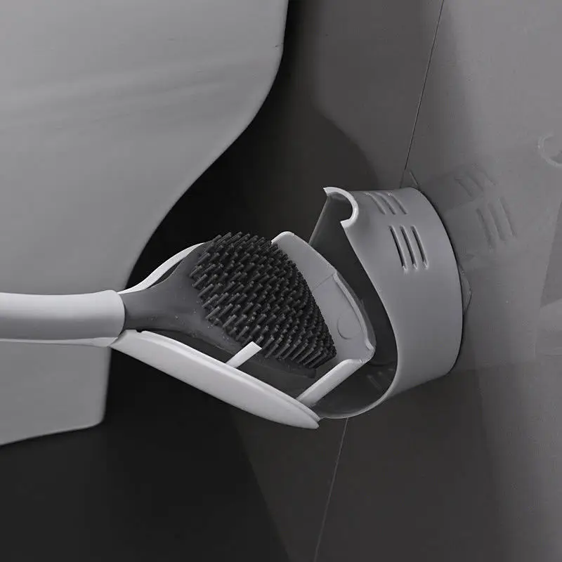2021 настенный держатель для туалетной щетки ванной комнаты квадратная Мягкая силиконовая щетка туалета из ТПР очиститель с пластиковой