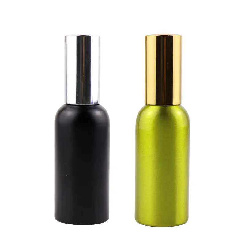 2019 Hot selling 10ml 15ml 30ml round matte black and golden cosmetic black metal bottle