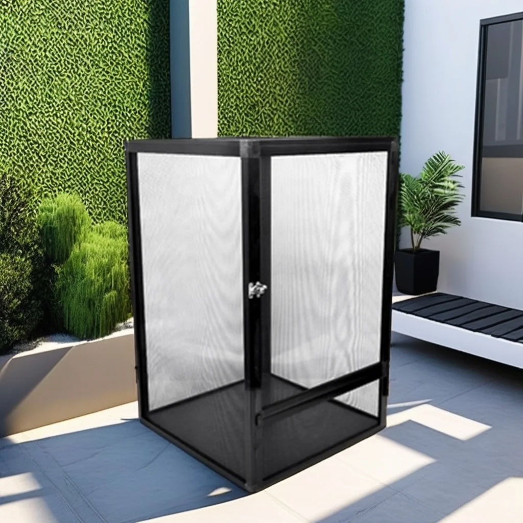 Black Medium Solid Pattern Aluminum PVC Screen Terrarium Small Animals Reptile Cage Button Square Plastic Tray Pallet Home Use