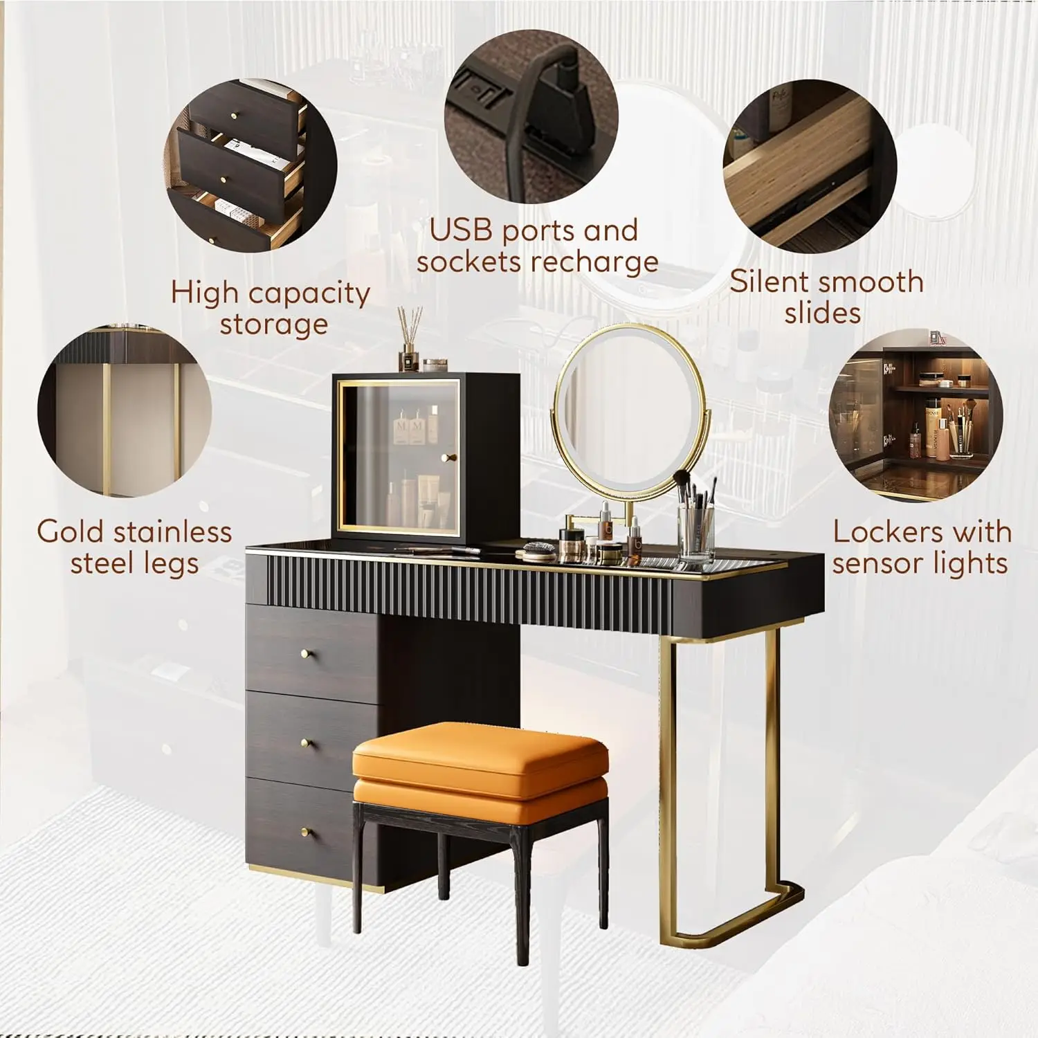 Low cost portable dresser storage Modern European Drawers Bedroom Furniture Nordic White Vanity makeup vanity dresser