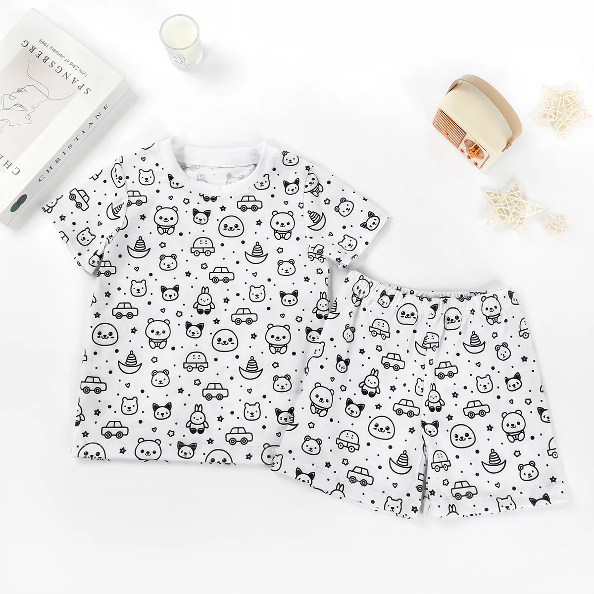 50% off Kids DIY Hand Painted Homewear Set Short sleeve and Shorts Colouring Pajama Sets for Boy and Girl