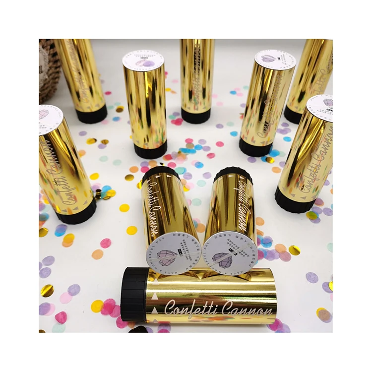 Hot sale round mini short barrel party popper holding confetti cannon with colorful sequins
