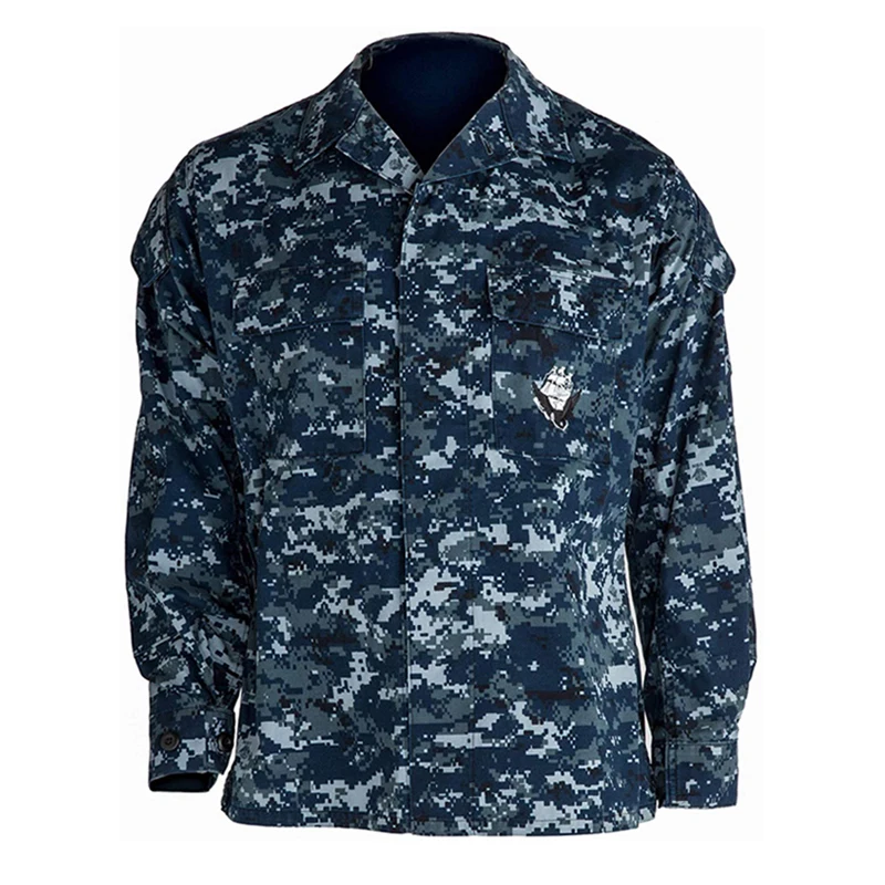 Factory Wholesale digital marine camo BDU Tactical Marine Camouflage uniform Shirt ocean Blue Camouflage combat uniform set