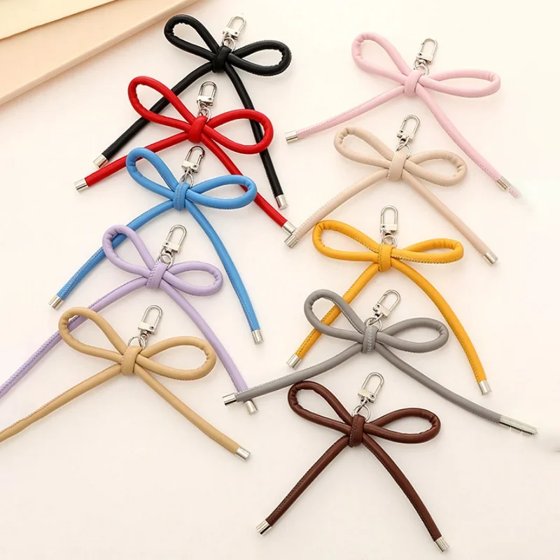 Versatile PU Leather Rope Keychain Multicolor Bag Pendant Butterfly Knot Chain Pendant