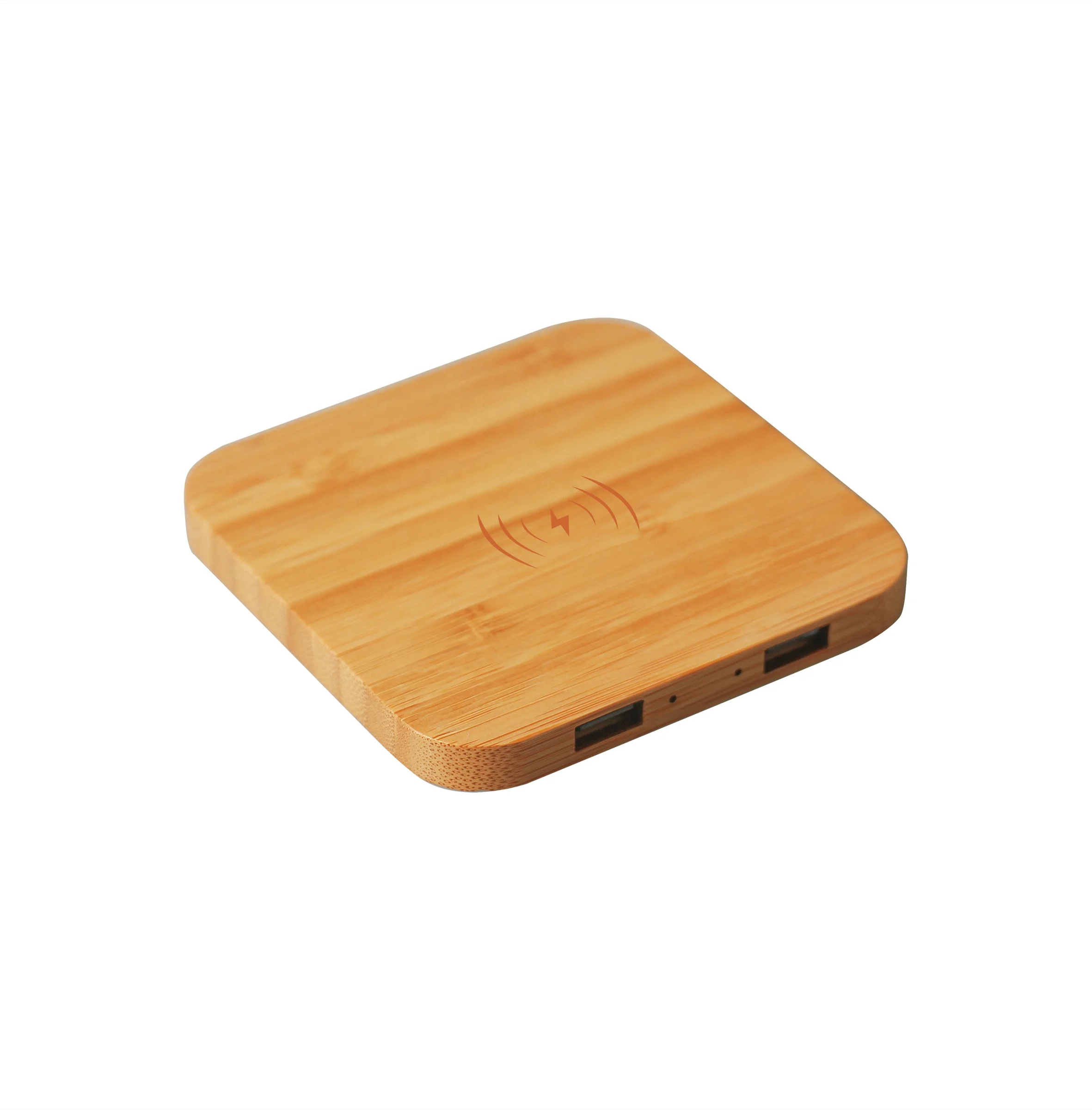 Customized Logo Portable QI Compatible 5W Fast Charge Bamboo Wooden Wireless Phone Charger Pad bamboo fiber charger