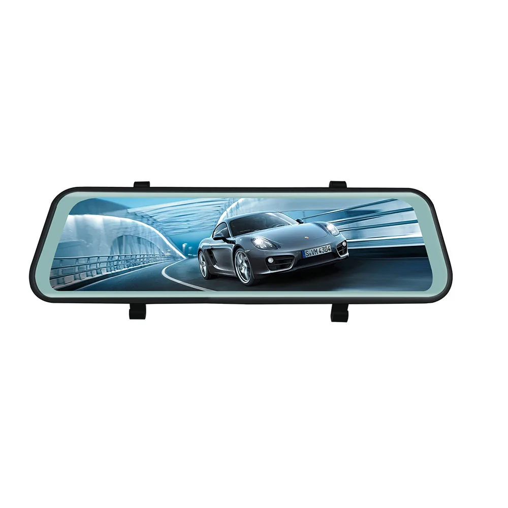 10 inch Touch Screen Rearview Mirror Streaming Video Dual Camera Dash cam 1080P Car DVR