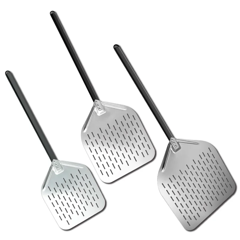 Custom Perforated Anodized Aluminum Stainless steel Pizza Spatula Transfer Tray Lifter Shovel Paddle Peel