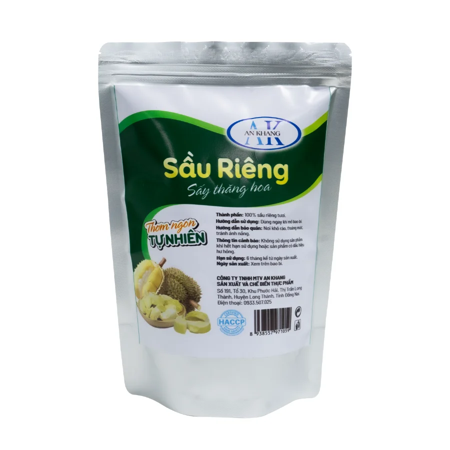 Top Selling Soft Dried Durian Organic Candied Fruit Eat Directly HACCP Certificate Plastic Bag Package Vietnamese Manufacturer
