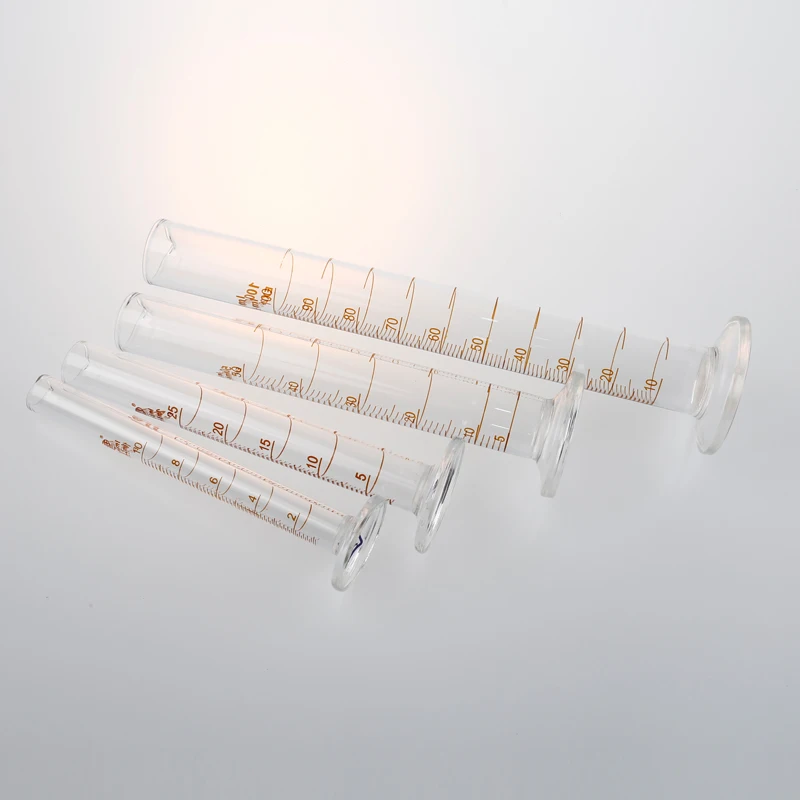 Home and School Science Laboratory Borosilicate Glass Graduated Measuring Liquid Lab Cylinders with Round Bottom Base