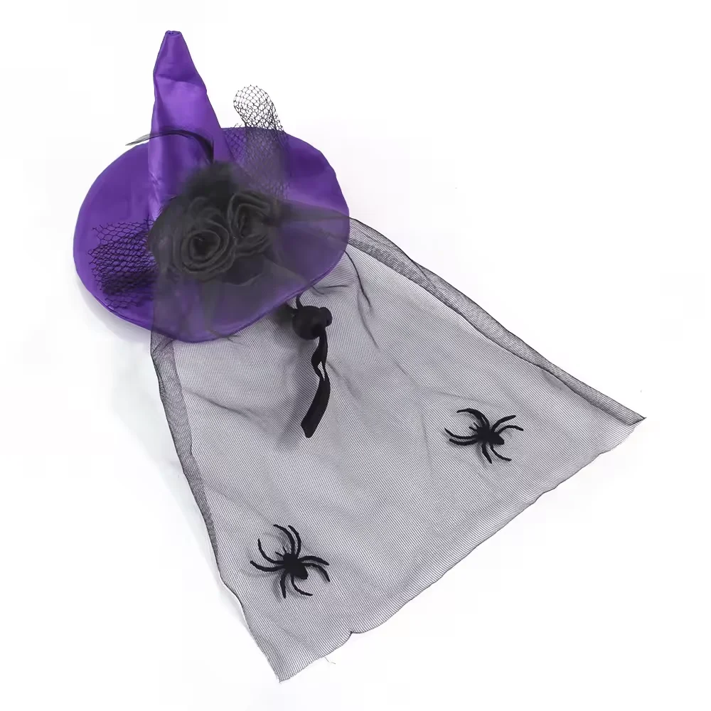 Hot Selling Classic Plush Pet Spider Hat Black Yarn Animal Print Headgear for Dog and Cat Fun Halloween Accessories for Spring