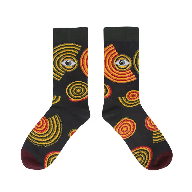 Custom Jacquard Socks Vintage Crew Unisex Designer Socks Custom Design