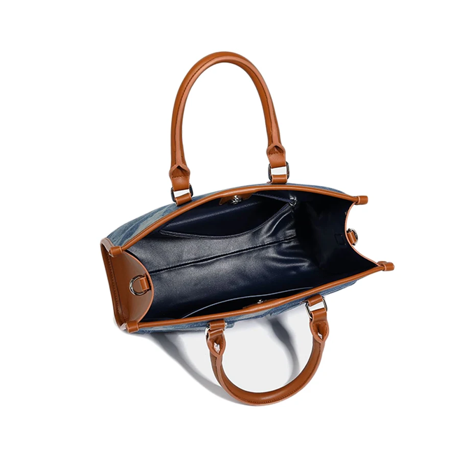 Premium Luxury New Model Lady Handbag Shoulder Shopping Bag Messenger Custom Denim PU Leather Tote Bag for Women Wholesale 3198