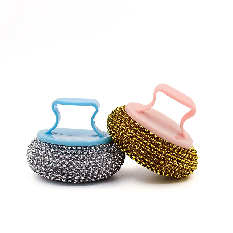 Kitchen Cleaning Tools Pot Dish Brush PET plastic Scourer With Handle