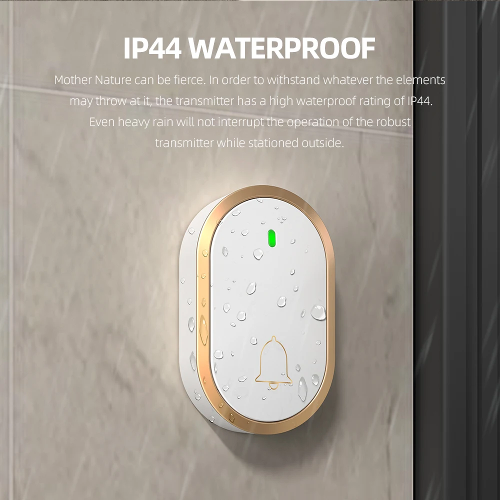 Ip44 Waterproof Wireless Doorbell Up to 300m Low Power Consumption Wireless Doorbell for Home Security