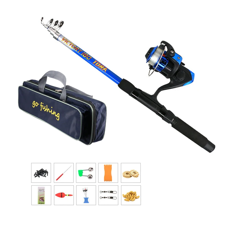 Factory 1.8m spin olta seti lure fishing rod and reel combo full set saltwater beginner with carrier bag