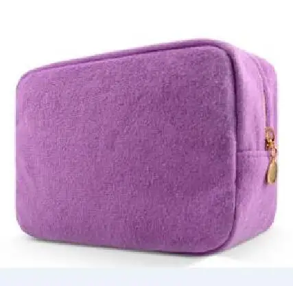 Eco friendly RPET terry cloth makeup bags sustainable towel cosmetic pouch for women