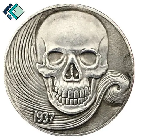 Wholesale Maker USA Metal Skull Challenge Coin Old Style Pressed Copy Coin Art Collection  Commemorative Custom Engraved Coins