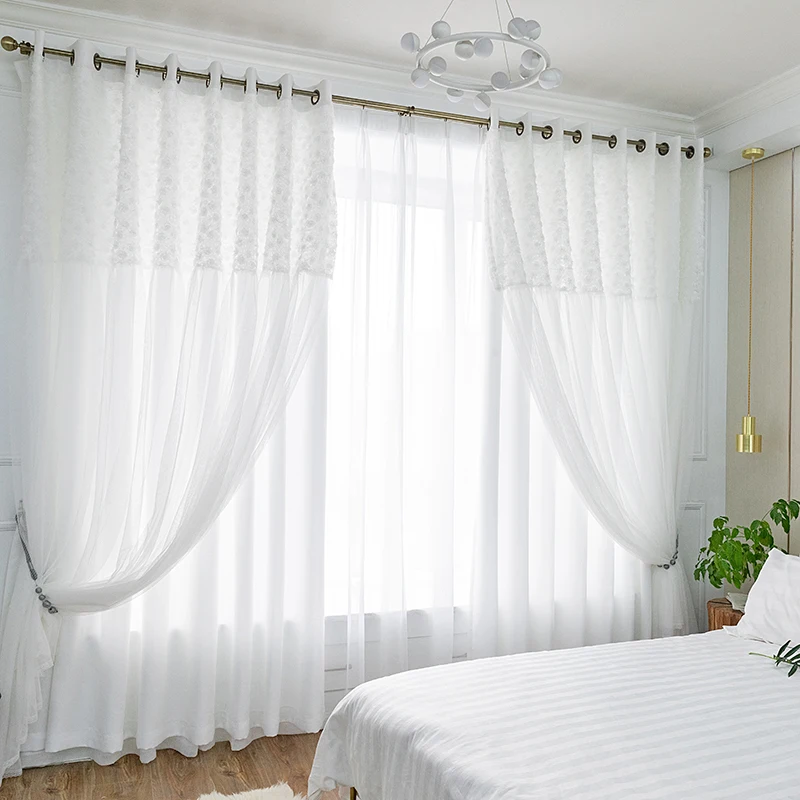 Innermor White Lace Double layer Curtains For Living room Home Decor Blackout curtains for women bedroom Window Customized