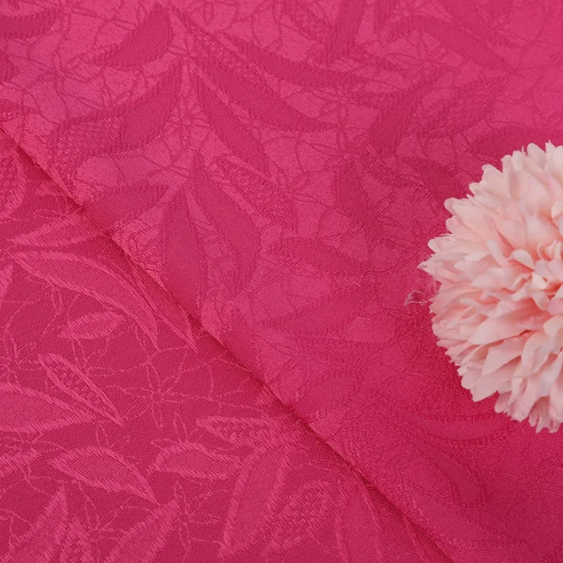 top quality 100% polyester Leaf color butyl jacquard fabric for Imitation silk dress skirt pajamas for women
