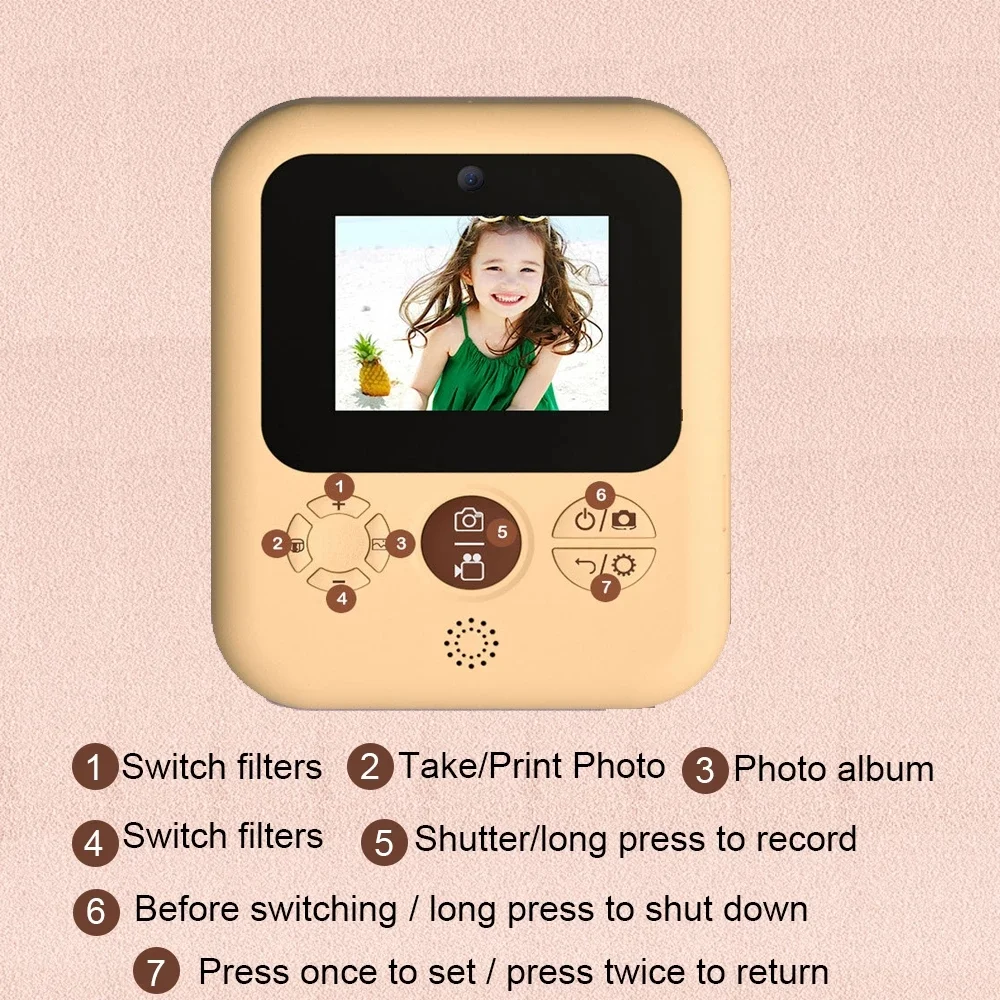 China Supplier Kids Toy Instant Print Camera Mini Camera With HD Video Recording Dual Lens Thermal Photo Paper For Kids Gift