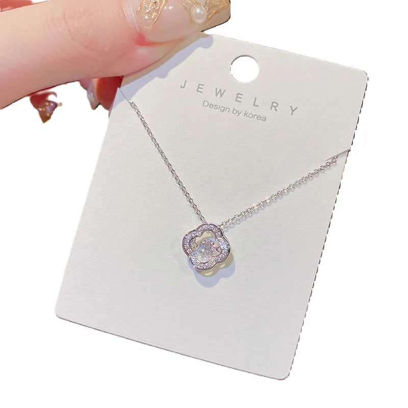 2024 Trendy Diamond Jewelry  Clover Pendant Necklace Shape Lucky Symbol Necklace  For Lady