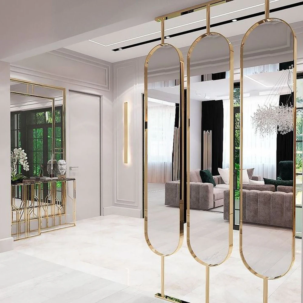 Rearview Modern Coffee Stand Gold Wooden Camera Touch Length Kitty Cabinet Costume Retail Convex Big Wall Mirror