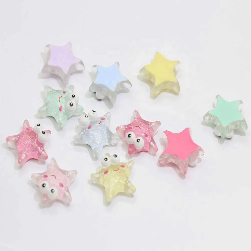 100pcs Colorful Kawaii Resin Simulation Small Starfish Crafts Flatback Cabochon Decorative For Phone Diy Accessories