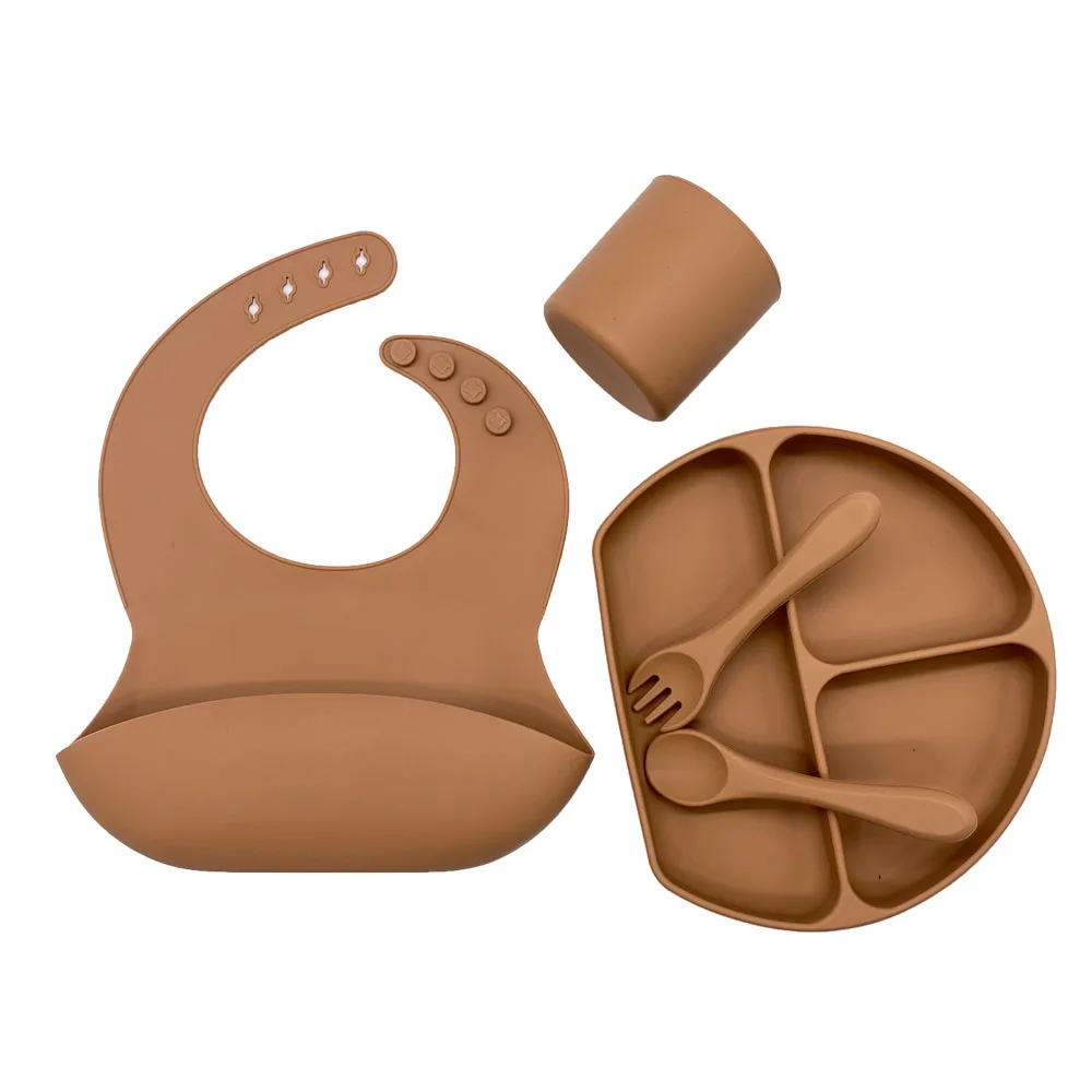 Silicone Feeding Set Training Snack Cup Spoon Fork Silicone Feeding Tableware for Baby