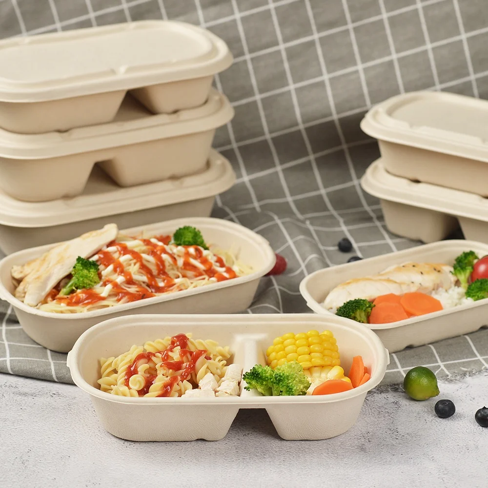 Compostable Tableware Disposable Envase Biodegradable Dinnerware Sugarcane Sugar Cane Bagasse Clamshell Food Container
