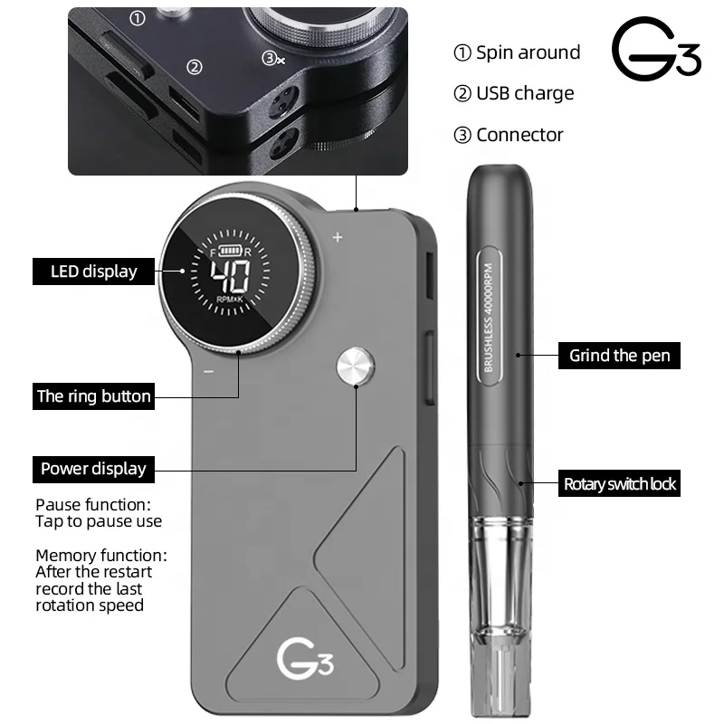 Oxxi UV G3 40000 об/мин бесщеточный двигатель перезаряжаемая дрель для ногтей Беспроводная 15 часов работы от батареи электрическая пилка