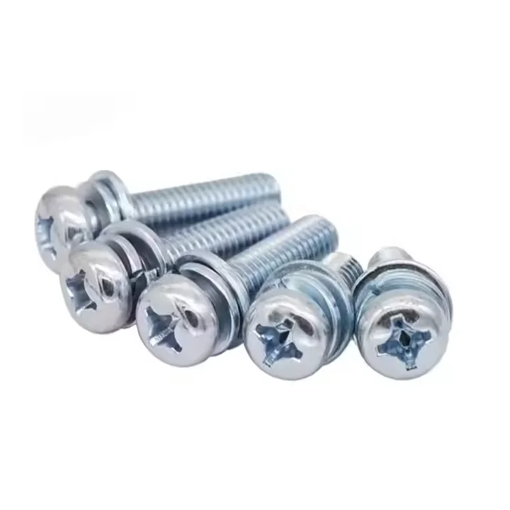 Grade Class 4.8 8.8 10.9 12.9 Carbon Steel Blue Yellow White Galvanized GL Cross Recessed Round Head Screw Assembled With Washer