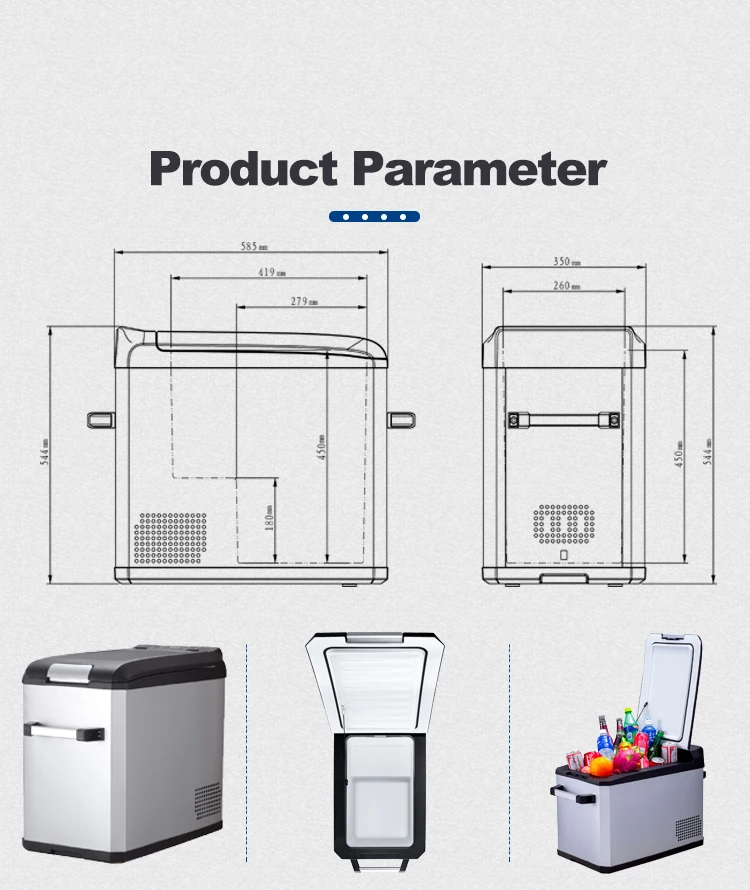 High Quality 42L Picnic Freezer Beach Refrigerators 12V 24V Portable Fridge with Panel