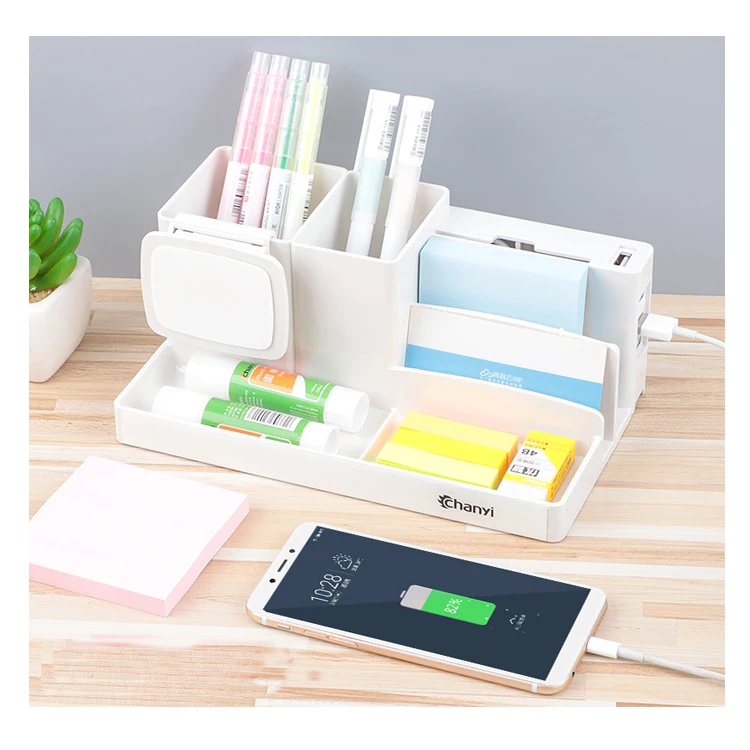 
Fashionable style USB wireless charger pen holder pen hole with mobile phone holder 