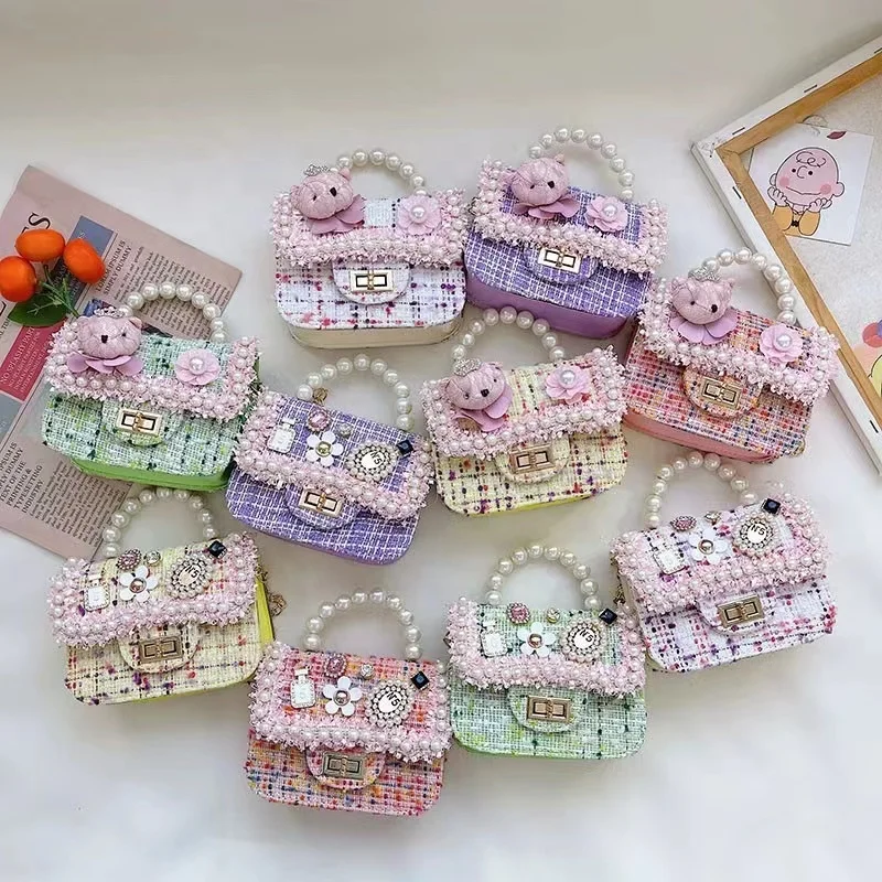 Wholesale the latest arrival Princess Cute Pouch Chain Pearl Shoulder Bag Cartoon Mini coin purse Handbag for kids