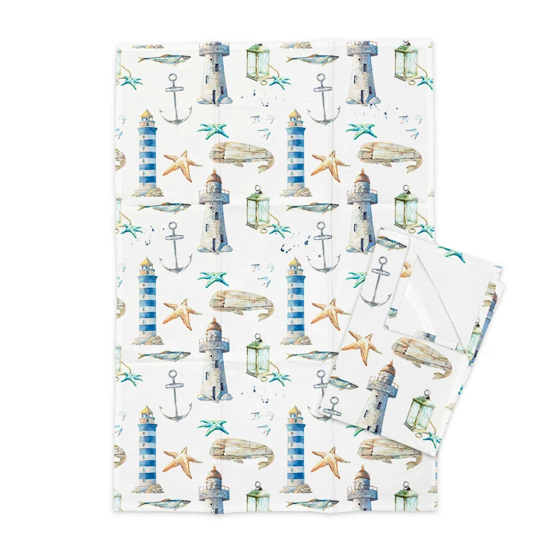 NO MOQ custom digital print organic cotton linen kitchen flour sack tea towel