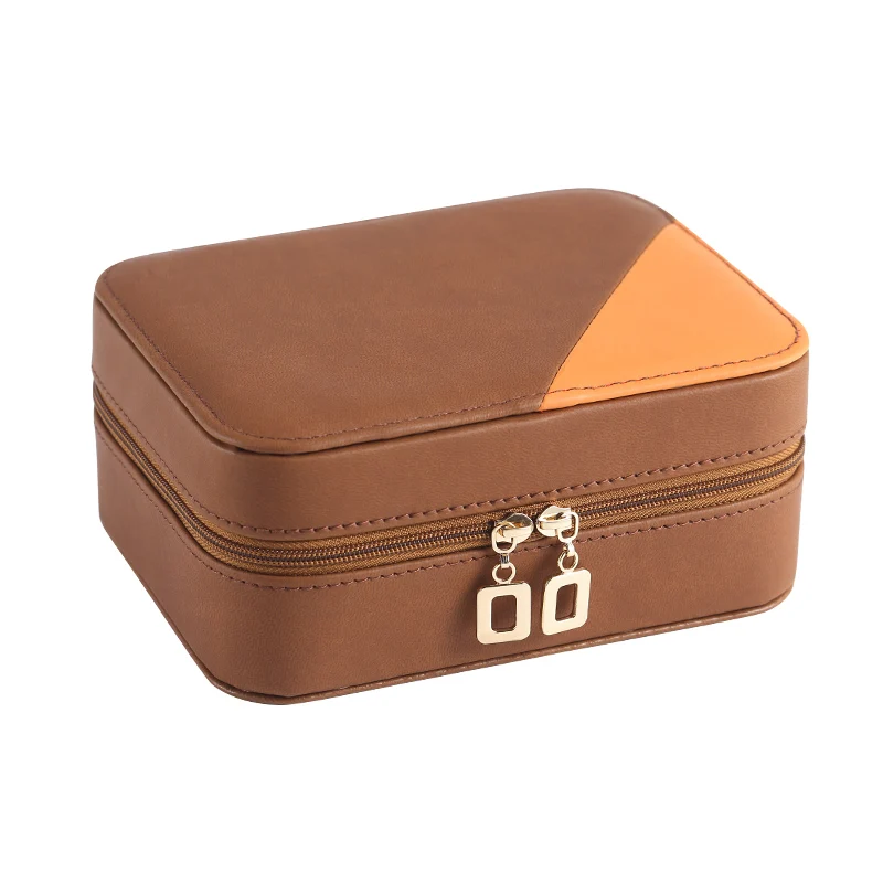 Contrast Color Custom Logo Travel Jewelry Box Organizer Velvet Small Earring Necklace Ring Jewellery Storage Case