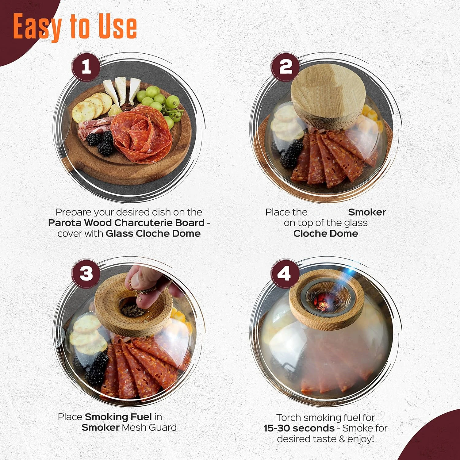 Cocktail Smoker Box Smoking Wood Chips Whiskey Smoker Kit with Torch Cocktail Smoker Kit with Torch Cheese, Meats