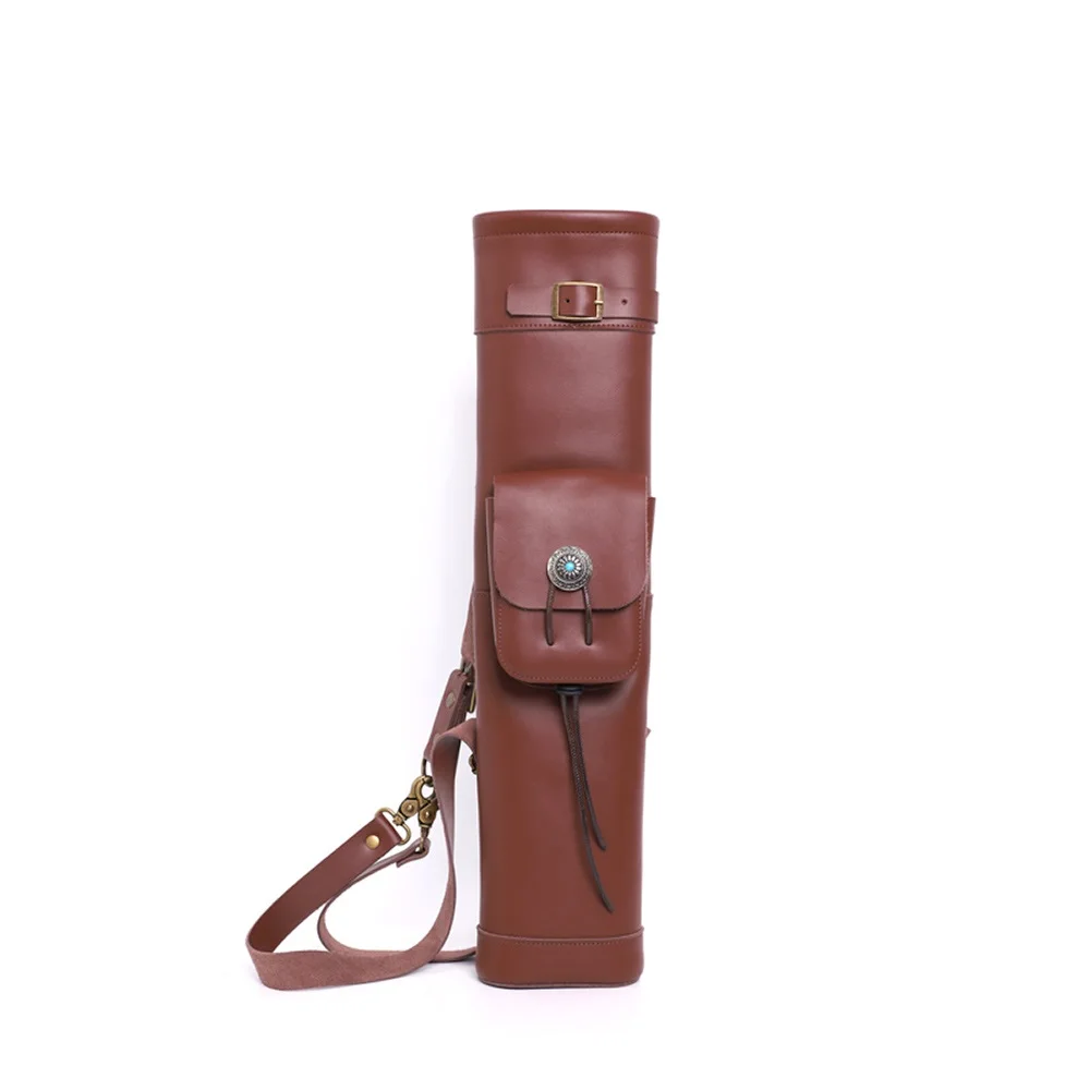 Archery Genuine Cowhide Arrow Shoulder Back Carrying Quiver Bag Holder Outdoor Indoor American Hunting Shooting Accessories