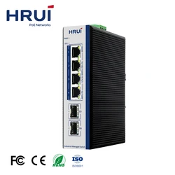 Shenzhen Wholesale 4 Ports Gigabit Industrial L2 Managed Ethernet Switch IP40 Protection Aluminum Shell with 2 2.5G SFP Ports