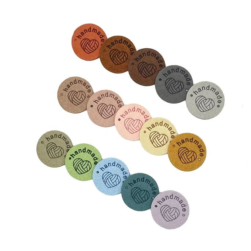 Handmade Tags for Clothes Clothing Tags Labels Colorful Labels Handmade Round Suede Leather Labels Hats Handmade Bags Tags