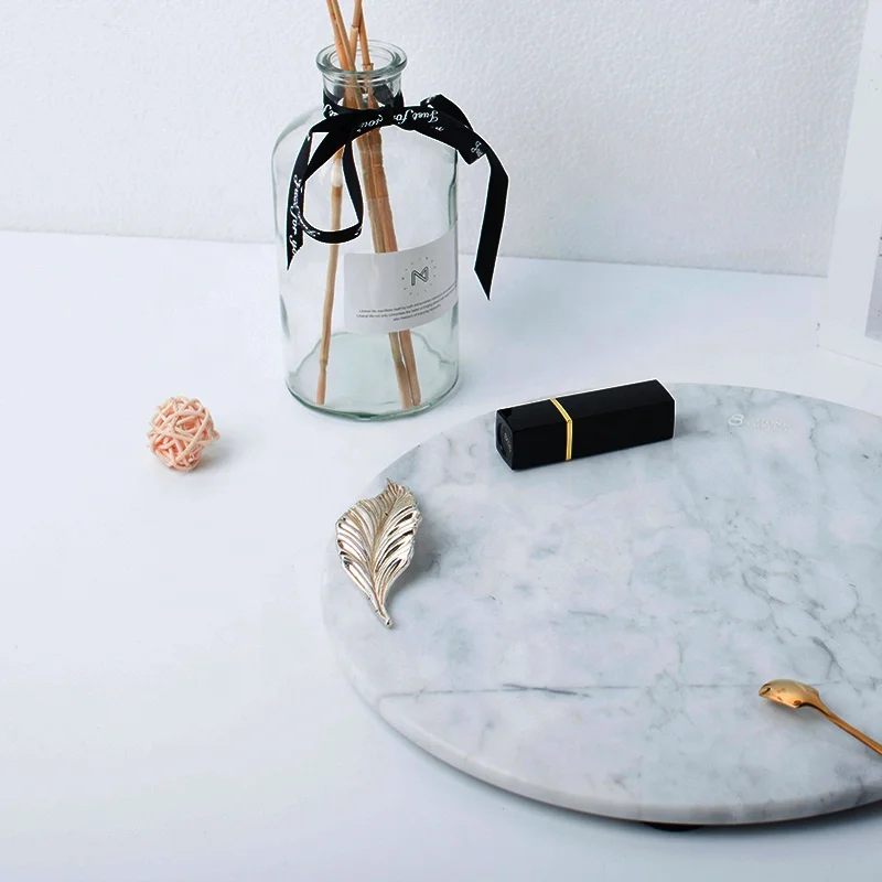 Wholesale Marble Cheese Board Marble Tray and Plate with Gold Leaves Handle