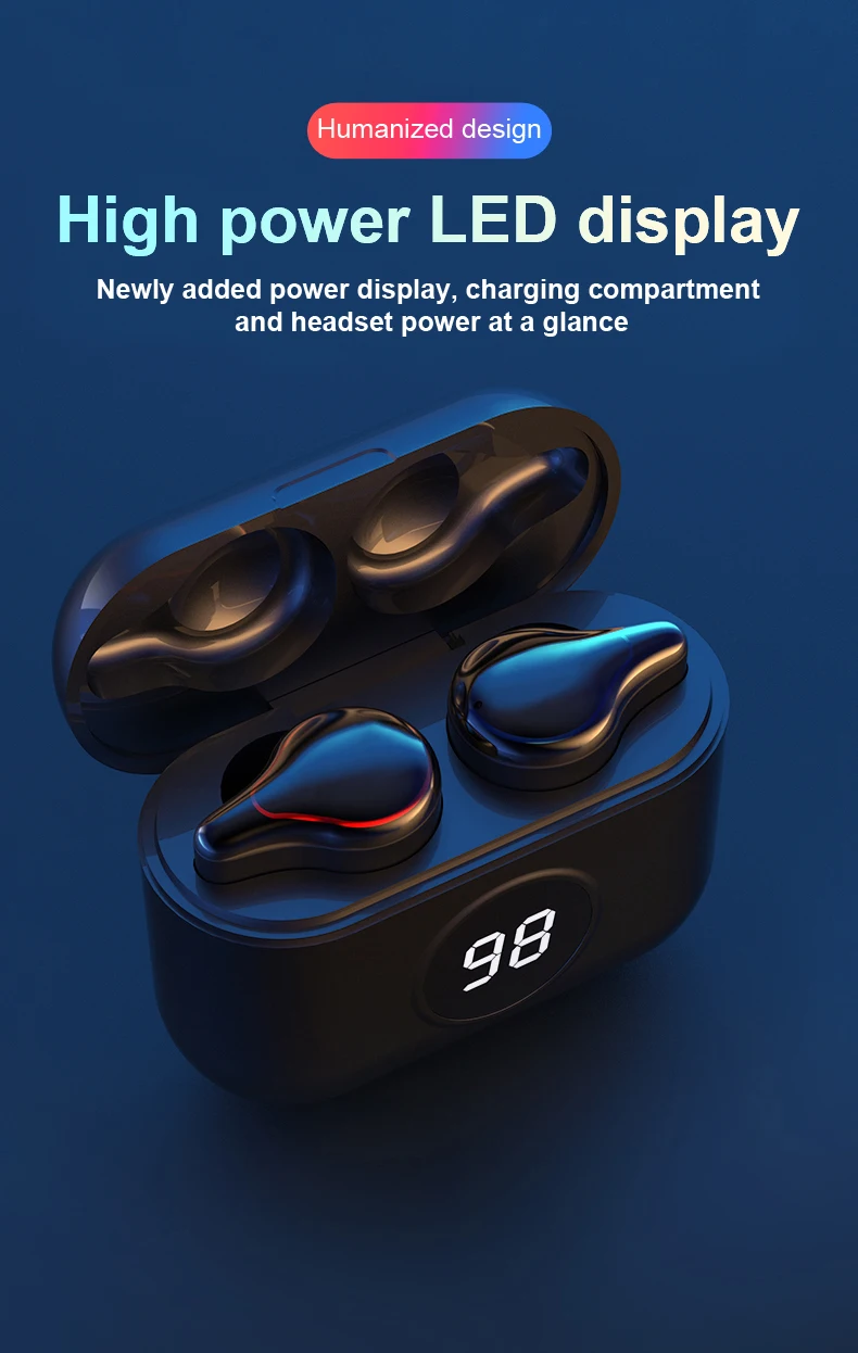 
SE16S New BT 5.1 Earbuds Mini Waterproof Deep Bass Sound 4H Playtime LED Digital Display Earphones Wireless Sports Headphones 